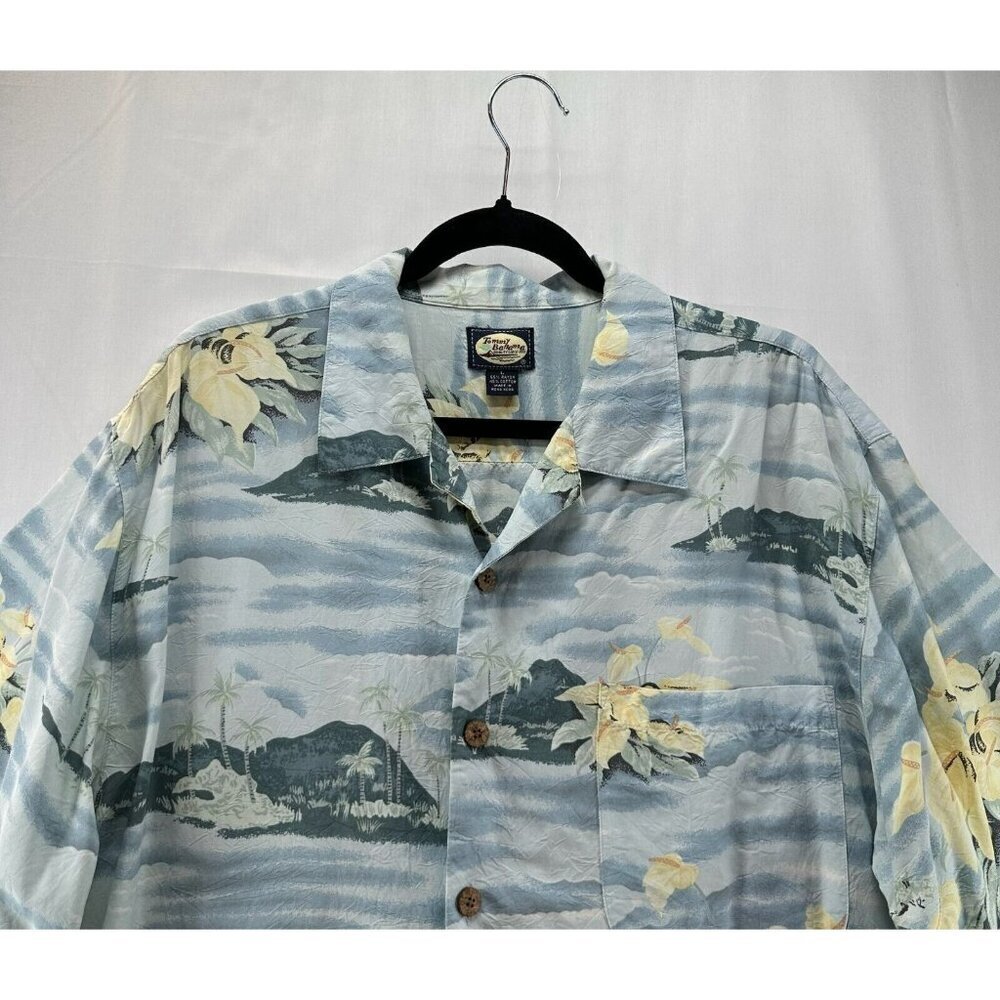 Tommy Bahama Hawaiian Shirt Mens Sz L Island Tropical Camp Button Down Blue VTG - Picture 3 of 10